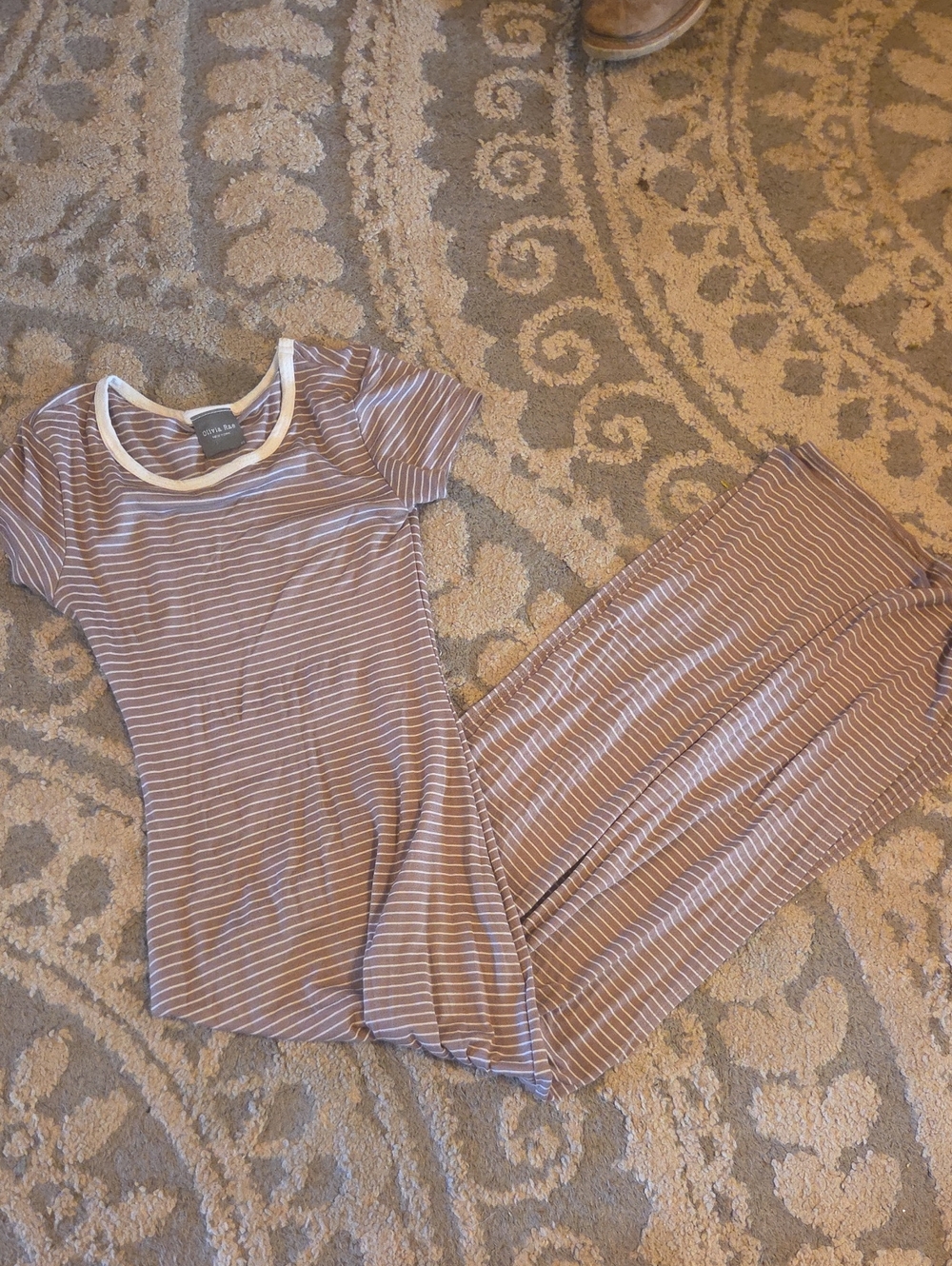 Olivia Rae Mauve and White Striped Maxi Dress